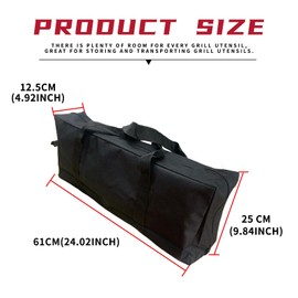 Dabiyvoil Grill Tool Storage Bag, 24" Oxford Cloth BBQ Tool Storage Bag, Double Zipper Grill Utensil Storage Bag, Grill Accessory Storage Bag Carry Bag for Camping Hiking Barbecue