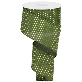Raised Swiss Polka Dots Wired Edge Ribbon - 2.5" x 10 Yards (Moss Green, 2.5")