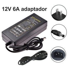 DOSYU Adaptador de Corriente, CC 12 V 5A / 6A Cargador para Tira LED Neón, Eliminador de Corriente para Tira LED 5050, 3528,Luces de Cadena,Enrutador Inalámbrico, Hub Cargador Fuente de Alimentación