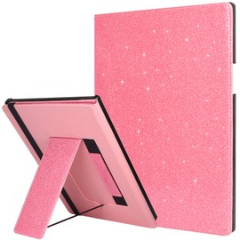 Caweet Stand Case for Remarkable Paper Pro 11.8 Inch 2024, Hard Back Shell Protective Auto Sleep/Wake Book Folio Cover with Pen Holder and Hand Strap, Glitter Pink