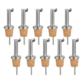 uxcell Stainless Steel Bottle Pourers, 10Pcs Auto Flip Olive Oil Spout, Cork Design Wine Bottle Stoppers, for Pours Liquid, Olive Oil, Wine, Vinegar, Most Liquor Bottles