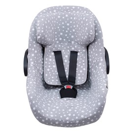 JYOKO KIDS Car Seat Cover Compatible with Pég Perego Primo Viaggio, Uppababy Mesa GO, Cotton (White Star)