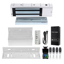 Door Access Control System 1200lbs Magnetic Lock Kit with ZL Bracket 4 Remote Controls Stainless Steel Exit Button