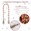 Christmas Wood Bead Garland - Green Red Rustic Wooden Beads