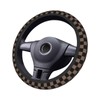Black Brown Checkered Steering Wheel Cover Universal 15 Inch, Non