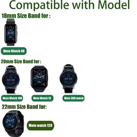 Lamshaw Compatible for Moto 40, 70, 100, 360 3rd Gen 2020 Smartwatch Bands, 18mm, 20mm Stretch Elastics Nylon Adjustable Replacement Strap Accessories for Men & Women (18mm size band, Black)