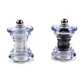 Items 4U! Salt And Pepper Mills, Clear Acrylic, Ceramic Grinders, Set of 2