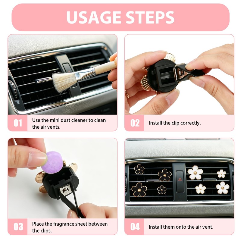8 Pcs Car Air Fresheners Vent Clip, White & Black