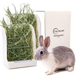 CALPALMY 2-Pack Hay Feeder for Rabbits, Guinea Pigs, and Chinchillas - Minimize Waste and Mess with 5 1/2" x 3" x 7 3/8" Hanging Alfalfa and Timothy Hay Dispenser
