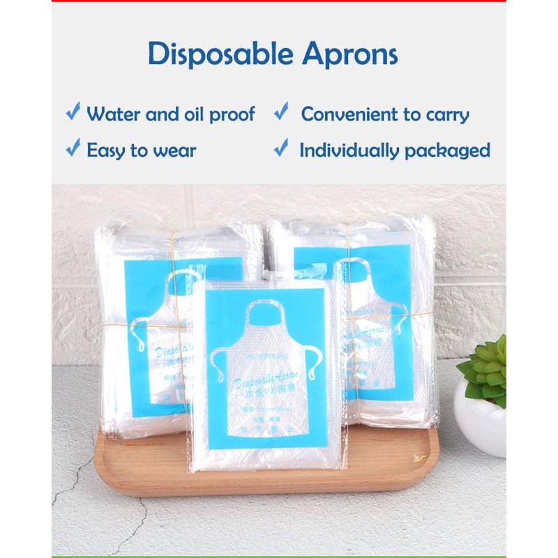 Bluelark Disposable Aprons (50 Count) Waterproof Plastic Apron For Painting,