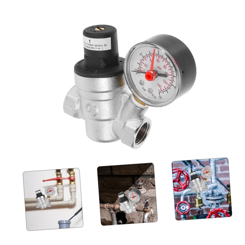 Operitacx Einstellbarer Wasserdruckregler Messing Für Wohnmobile Kompakter Druckminderer Mit Manometer