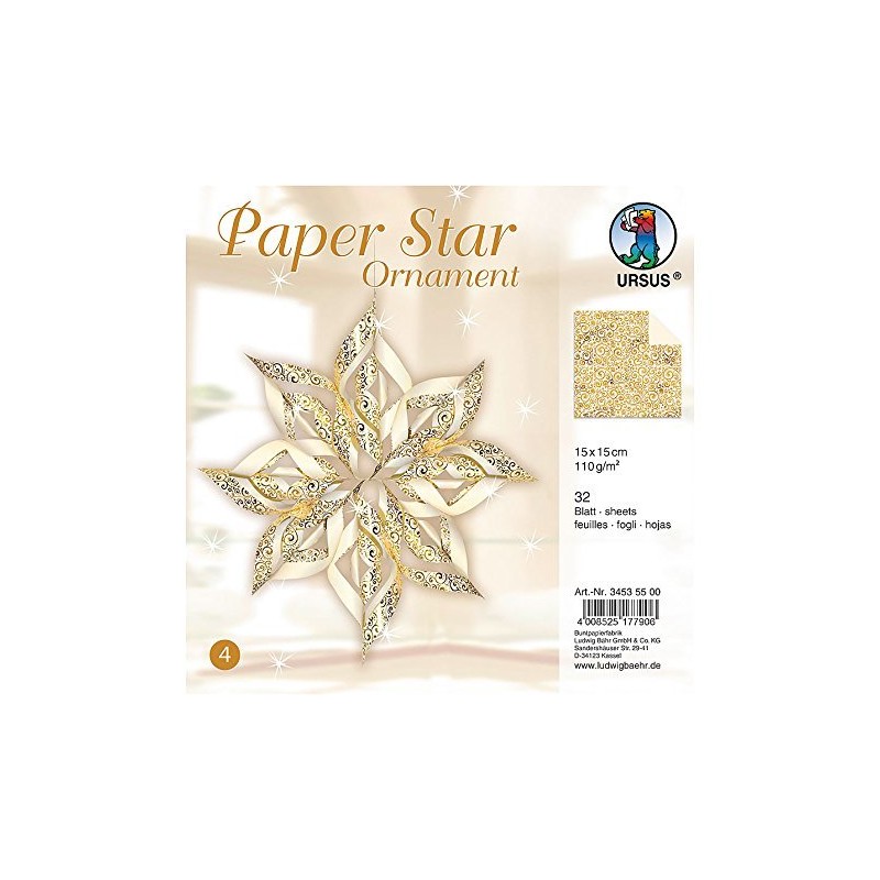 Ursus 34535500 – Paper Star Ornament 4 for 4 Stars,