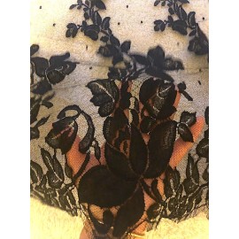 SOLSTISS Chantille Floral Lace New 40 " wide Made in France Exquisite. Black
