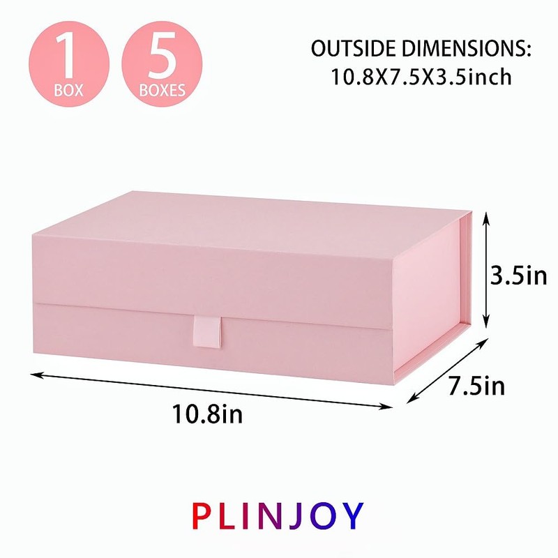 PLINJOY Pink Gift Box for Presents 10.8x7.5x3.5 Inches Magnetic Gift