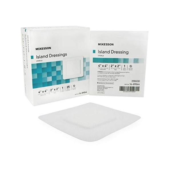 McKesson Performance Island Dressing 2X2 Pad 4X4 Overall Sterile Adhesive Brd - Box of 25 by McKesson