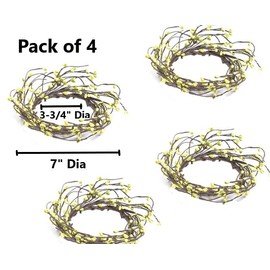 Artificial Apple Green Pip Berry Candle Rings – Pack of 4 Spring Rustic Berry Farmhouse Home Decor for Centerpiece Decorations and Small Wreaths (Size: 7" diam)