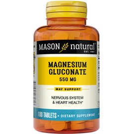 Mason Natural Magnesium Gluconate 550mg Tablets 100 Prevent Dizziness, Muscle Weakness
