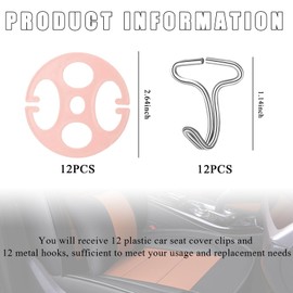 KVAEY 24 PCS Car Seat Cover Plum Plate Metal Hooks, Automotive Plastic Seat Cover Chucks for Fix Fastening, Metal Hooks Locking Clip for Car Seat Replacement, Car Accessories (Pink)