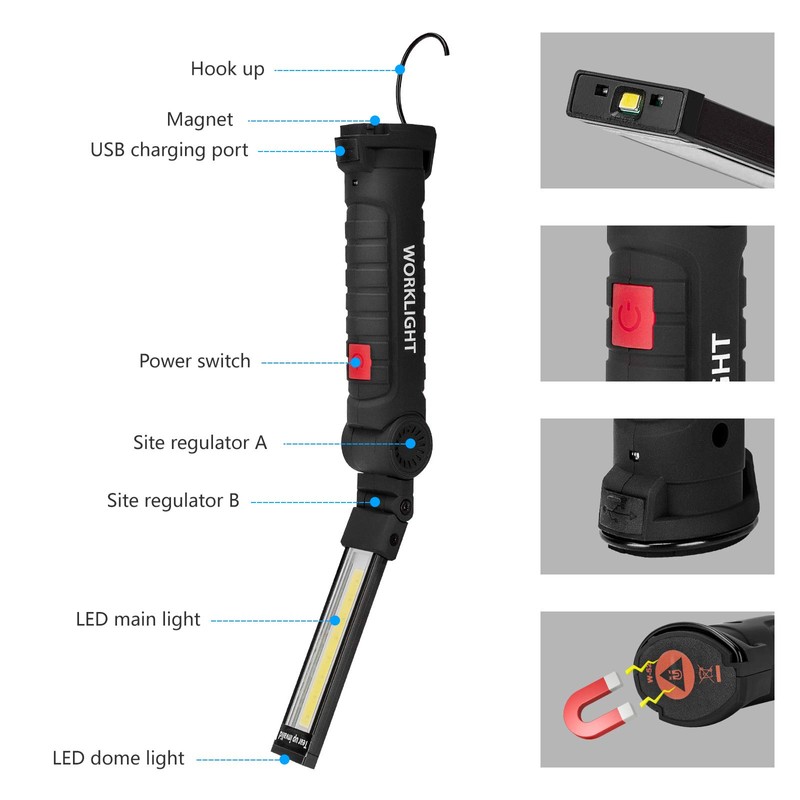Lmaytech Gifts for Men 3Pack LED Flashlight, Rechargeable Work Lights