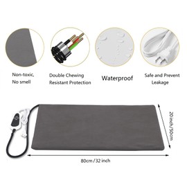 Pet Heating Pad for Dogs Cat Heating Pad with Timer,Temperature Adjustable Electric Heated Cat Dog Bed Waterproof Heated Pet Bed Mat Cat Warming Pad (Large: 32" x 20")