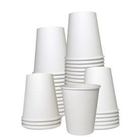 2 Pack of 100 ct - White Hot Drink Paper Cups 8 oz by EcoQuality - Disposable Coffee Cups, Recyclable, Compostable, Great for Office, Break rooms, Restaurants, Coffee Shops, Tea Shops, Latte, Chai