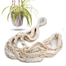 Macrame Plant Hanger with Short Rope (No Tassel) - 23 Inch - Cotton Macrame Cord for Boho Decor Flower Pots - Bohemian Chic Home Decor, Simple Indoor Outdoor Hanging Houseplants or Terrarium | 1 Pack
