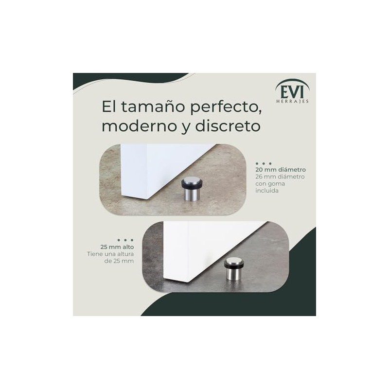 Evi Herrajes, Tope de puerta con base roscada in acero