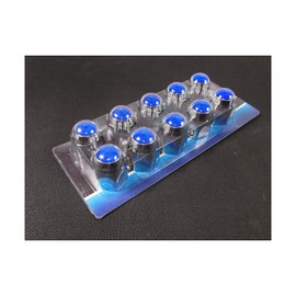 FORTPRO Fortpro 1 1/2 x 2 Chrome Push-On Nuts Covers with Blue Top Reflector - 10 Pack | F247614-B