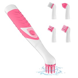 SOARING Electric Cleaning Brush, Electric Grout Brush with 4 in 1 Multiple Brush Heads, Household Cordless Motorized Brush for Grout Corner Bathroom Toilet Kitchen Tile Crevice(Pink)