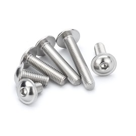 BOZONLI Rounded Head Screws with Hexagon Socket and Flange, Stainless Steel Flat Head Screws with Flange, M3 x 10 mm, Pack of 100