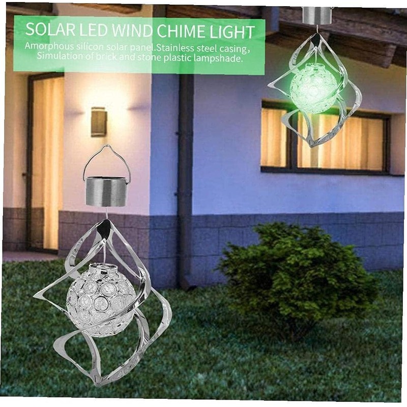 GFYWZ Wind Spinner Light Solar Garden Hanging Wind Chime Spiral