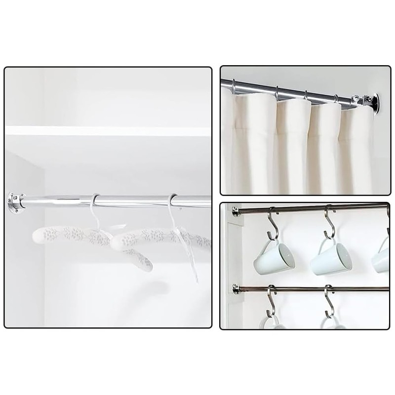 Stainless Steel U Shape Hardware Closet Pole Socket with Screws