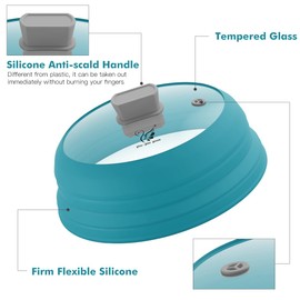 Microwave Splatter Cover Glass Cover Splatter Guard Lid with Collapsible Silicone for Food Cover Plate Cover 10.8 inch Blue