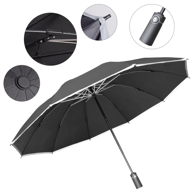 OXTXO Compact Umbrella Windproof Strong,Reverse Close Inverted Travel Umbrella,Auto Open/Close,10