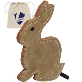 Leather Dog Toys for Small Puppy Dogs. 100% Genuine Leather - No Harmful Fillings (Rabbit)