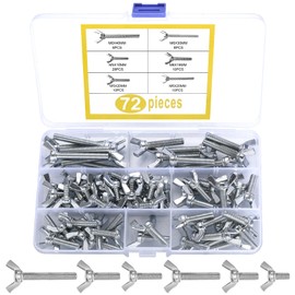 M5 M6 Carbon Steel Wing Bolts, Butterfly Bolts, Wing Screws & Thumb Screws 72 Pcs