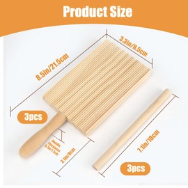 2 PCS Gnocchi Board, KUAOOAUK 4-in-1 Cavatelli Pasta Board, Wooden Pasta Making Tools with 2 Rollers and 1 Cutter, Pastas Maker, Homemade Gnocchi Tools for Kitchen Gift Ideas (8 Styles)