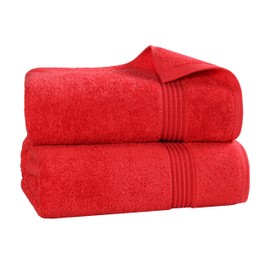 Superior Egyptian Cotton Bath Sheet Set, Oversized Towels for Home Bathroom, Master, Guest Bath, Decor Essentials, Quick Dry, Absorbent, Large Body Towel, Spa, Hotel, Resort, Set of 2, Red