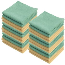 Superio Microfiber Cleaning Cloth for, Cars, Kitchen Cleaning Rags for Housekeeping 16" Absorbent Micro Fiber Towels for House, Bathroom All-Purpose Streak-Free lint-Free Wash Cloths (24 Yellow/Green)