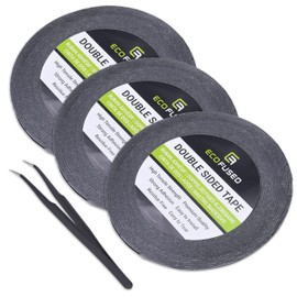 Eco-Fused 2mm Double-Sided Adhesive Sticker Tape - for Smartphone, Tablet, PC, Laptops, LCD, Digitizer, Small Electronic Repair - Includes 1x Pair of Tweezers, Microfiber Cleaning Cloth
