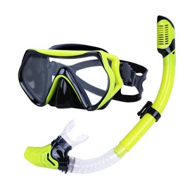 Edge Snorkeling Gear for Adults & Dry Top Snorkel Set,2in1,Snorkel Mask Adult, with 180°Panoramic View Anti-Fog Anti-Leak,Scuba Diving Mask for Snorkeling Scuba Diving Swimming Free Diving Yellow