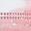 24Pcs Flower Press on Nails French Tips Short Square False