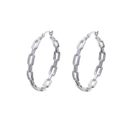 Sterling Silver, Paperclip Hoops, 925, Silver Hoop Earrings, Cable Links, Click Down Earrings, 35mm Hoops, High Polished Earrings