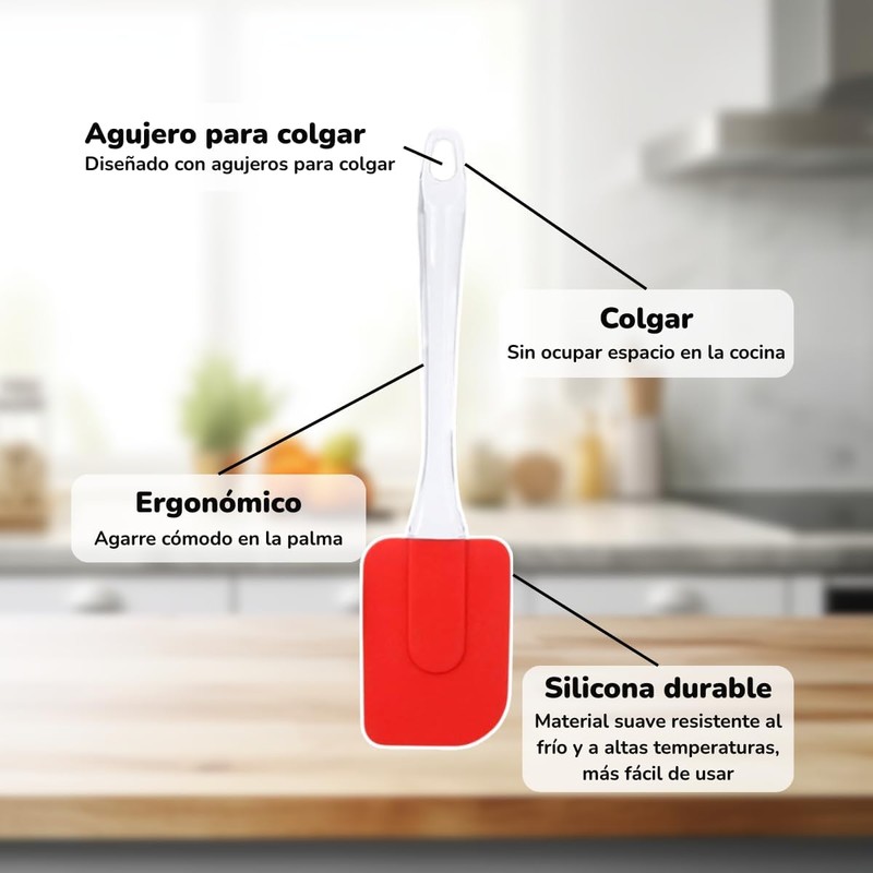 Dúo espatula miserable brocha silicona cocina repostería, resistente al calor,