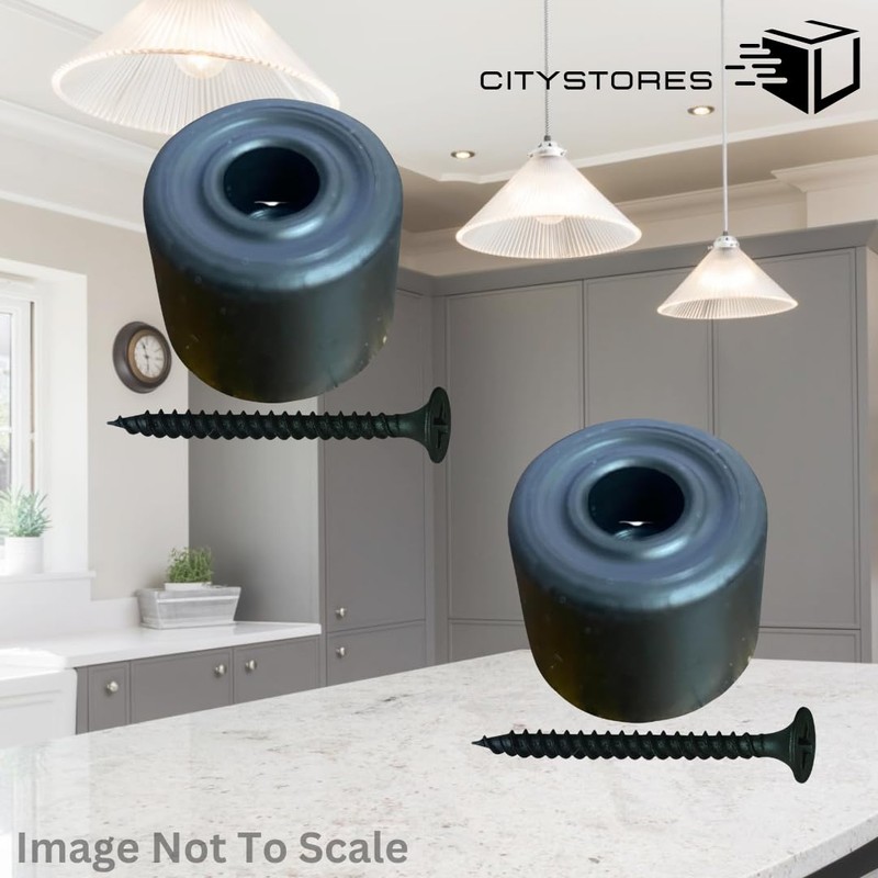 Citystores® 2 Pack 32mm Black Floor Wall Mounted Door Stopper