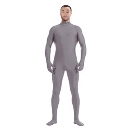 Aniler Men's and Women's Spandex Zentai Suit Adult Without Hood Full Body Costume Stretch Bodysuit (X-Large, Grey)