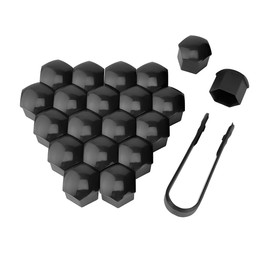 CGEAMDY 20 Wheel Bolt Caps, 17 mm Car Screws Cap, Universal Hex Tyre Nut Covers, with Disassembly Tool Set for Cars, General Accessories for Car Exterior (Black)