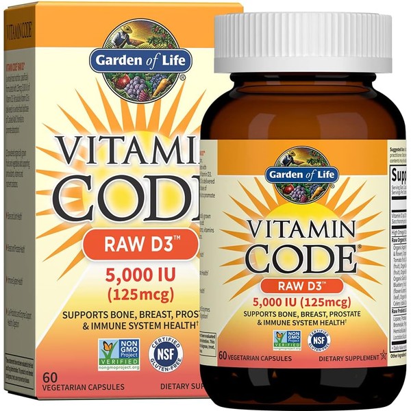 Garden of Life Vitamin D3 5000 IU, Raw Whole Food