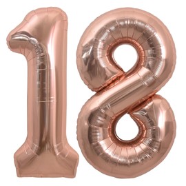 TONIFUL 40 Inch Large Rose Gold Number 18 Balloons Giant Digital 18 or 81 Helium Balloons, Foil Mylar Big Number Balloons for 18th or 81st Birthday Party 18th or 81st Anniversary Supplies Decorations