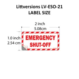 Littversions Bulk Small 2" x 1" Emergency Shut-Off Fuel Switch Warning Safety Labels Decal Sign Danger Sticker Electrical Panel Vinyl Heavy Duty Waterproof (Laminated 10 Pack - White)
